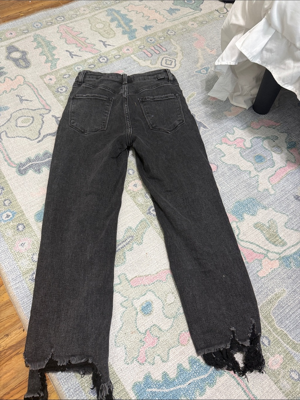 Washed Black Straight Leg Distressed Women's Jeans - Picture 3 of 3